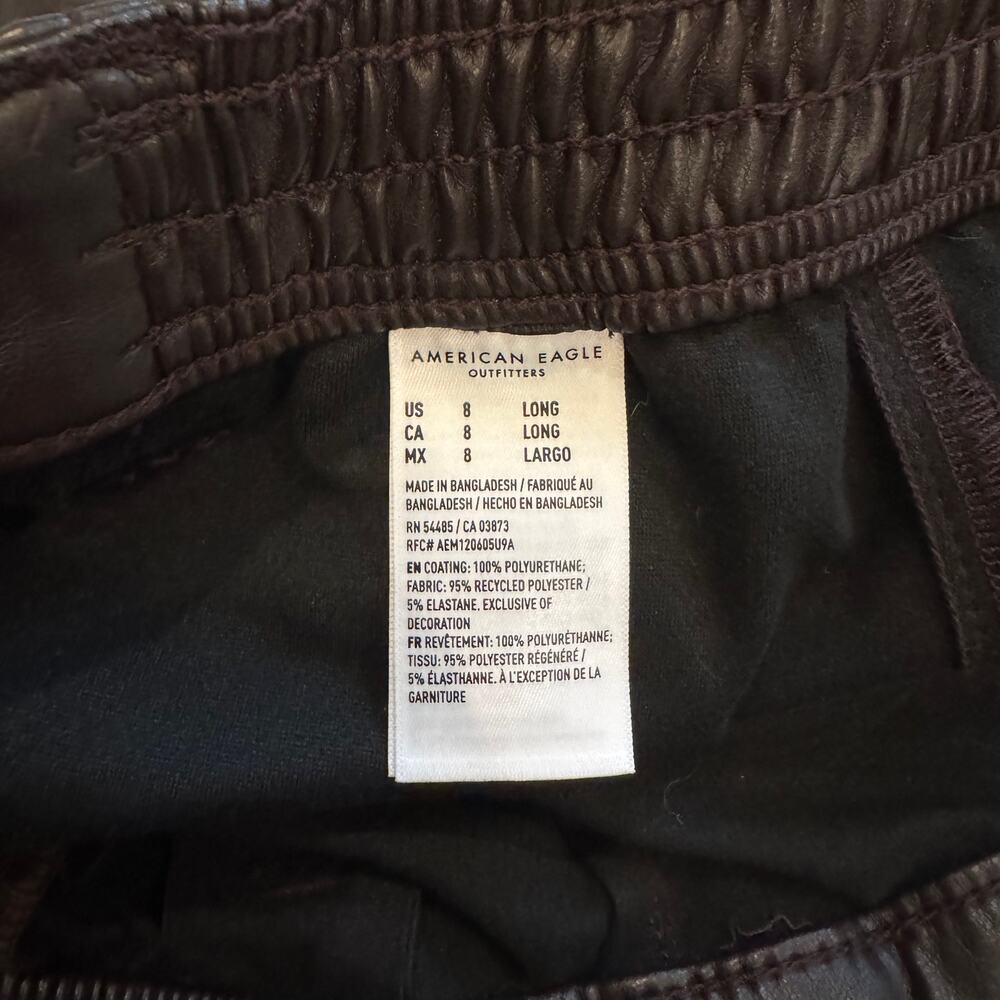 American Eagle Vegan Leather Cargo Pants Brown Straight Leg Women's 8 Long Y2K - Picture 4 of 16